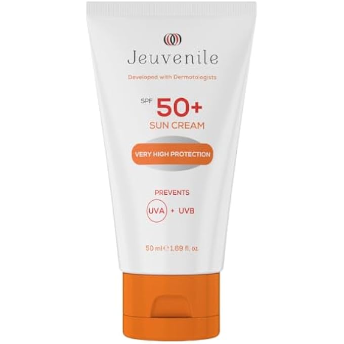 Jeuvenile FACE SUN CREAM SPF 50 - BLEMISH CONTROL AND DARK SPOT REMOVER HYDRATING SUNSCREEN WITH VITAMIN E, LIGHTWEIGHT MOISTURISER FOR WOMEN AND MEN | ALL SKIN TYPES | 50 ML. - Image 1